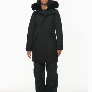 Women's Black Fur-Trimmed Coat